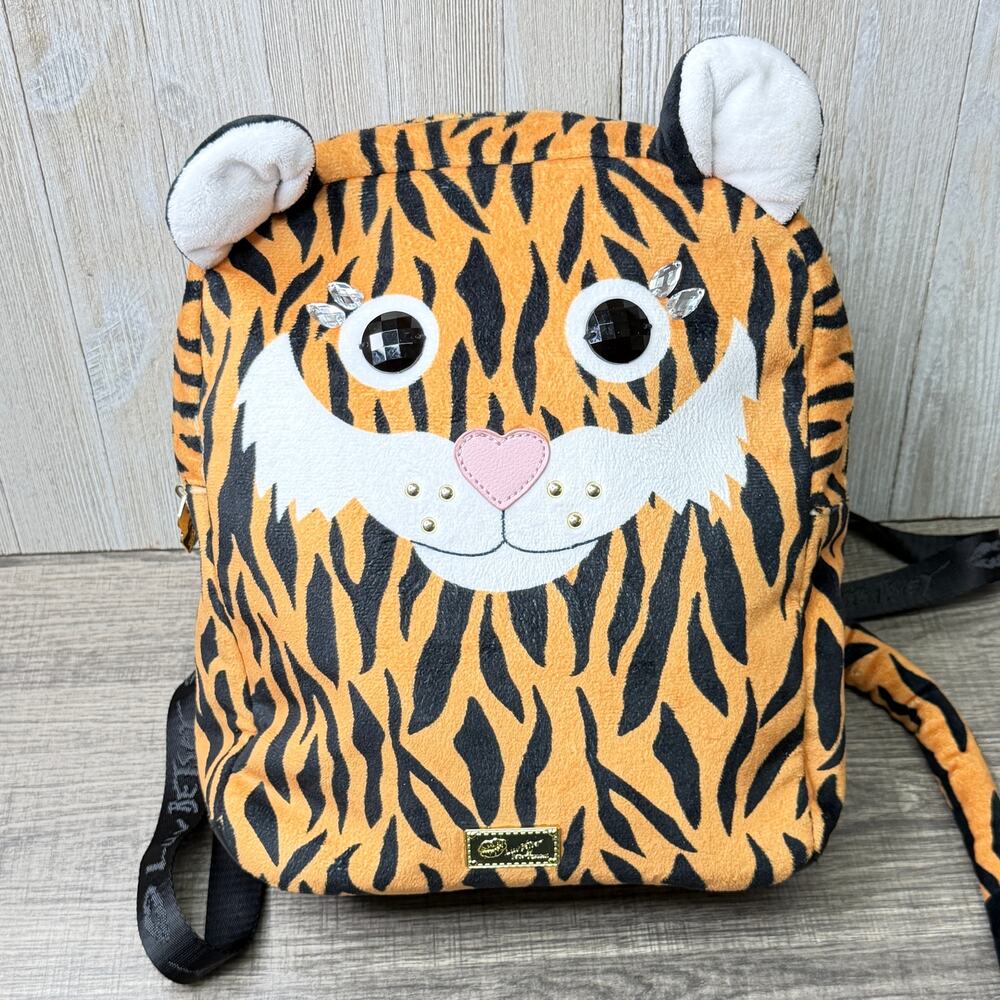 Luv Betsey Betsey Johnson Plush Tiger Face Backpack Rhinestone Ears